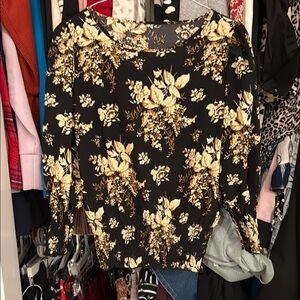Black and Yellow Floral Blouse